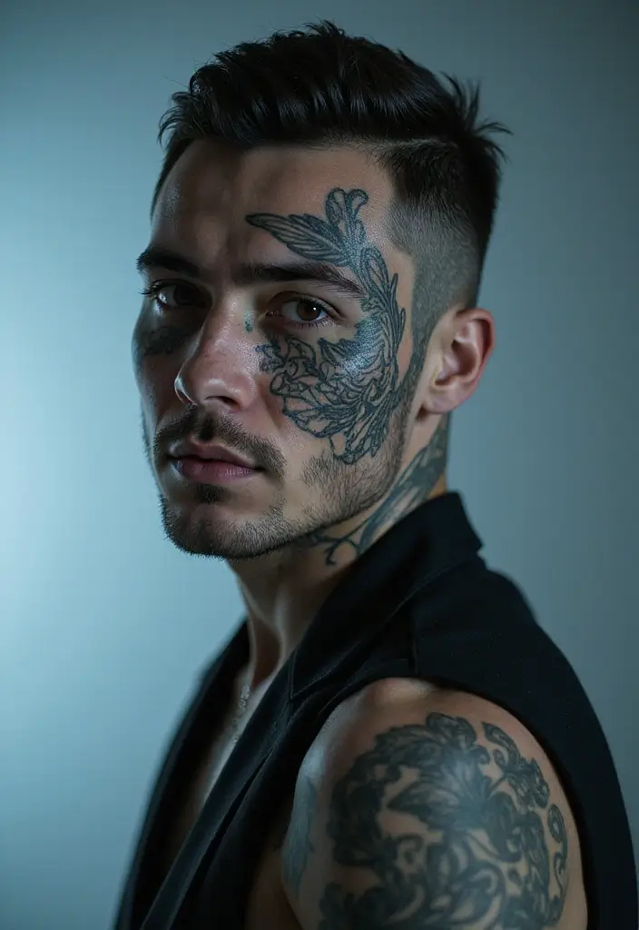 30 Head Tattoos for Men with Unique and Creative Styles 13 30 Head Tattoos for Men with Unique and Creative Styles - 13. Optical Illusions