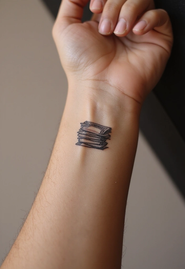 30 Money Tattoo Designs with Symbolism and Creative Styles - 13. Minimalist Cash Stack
