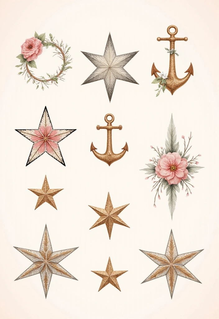 50 Nautical Star Tattoo Meaning Facts and Inspirations 13 50 Nautical Star Tattoo Meaning Facts and Inspirations - 13. Feminine Takes on Nautical Stars