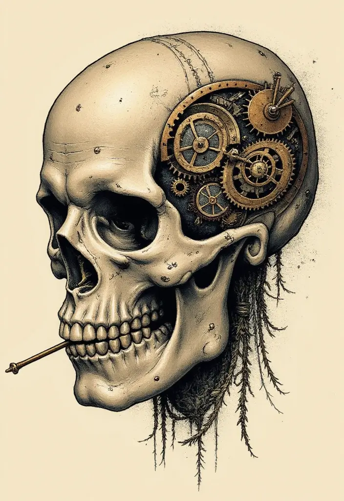 50 Shrunken Head Tattoo Designs for Bold and Edgy Styles - 13. Steampunk Aesthetic