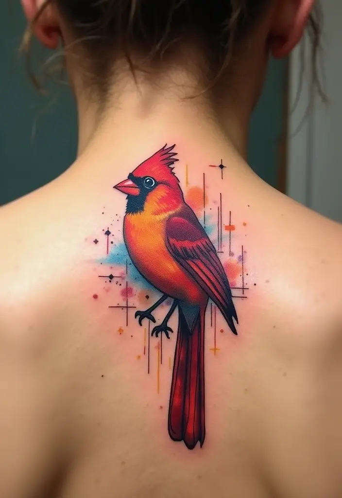 30 Small Cardinal Tattoos for Unique Inspiration 13 30 Small Cardinal Tattoos for Unique Inspiration - 13. Abstract Cardinal