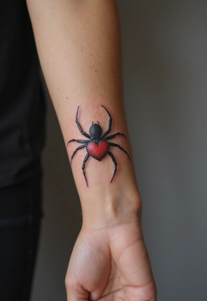 50 Spider Tattoo Designs with Meaning and Bold Styles 13 50 Spider Tattoo Designs with Meaning and Bold Styles - 13. Spider with a Heart