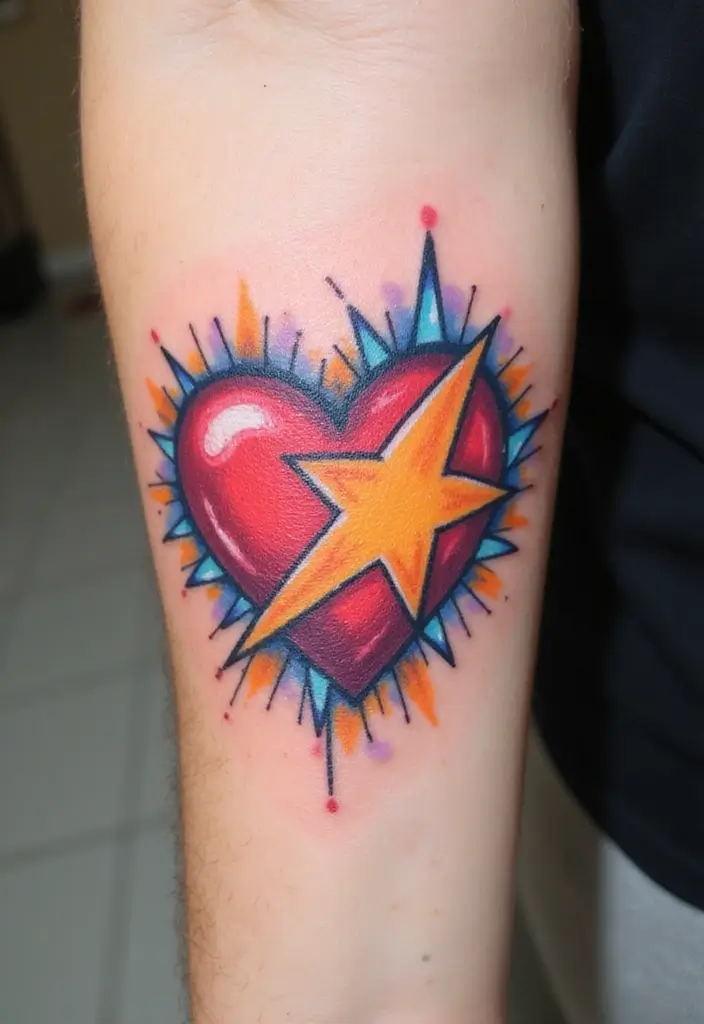 50 Star Tattoo Meaning Ideas and Symbolism Explained! - 13. Star and Heart Combination