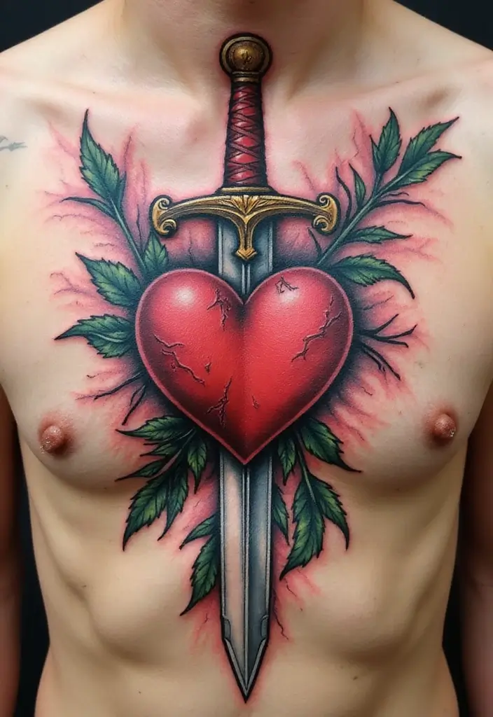 50 Sword Tattoo Designs and Symbolism to Inspire Your Next Ink 13 50 Sword Tattoo Designs and Symbolism to Inspire Your Next Ink - 13. Sword with a Heart