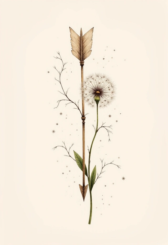 30 Symbolism of Arrow Tattoo Ideas You Should Know 13 30 Symbolism of Arrow Tattoo Ideas You Should Know - 13. Arrow with Dandelion