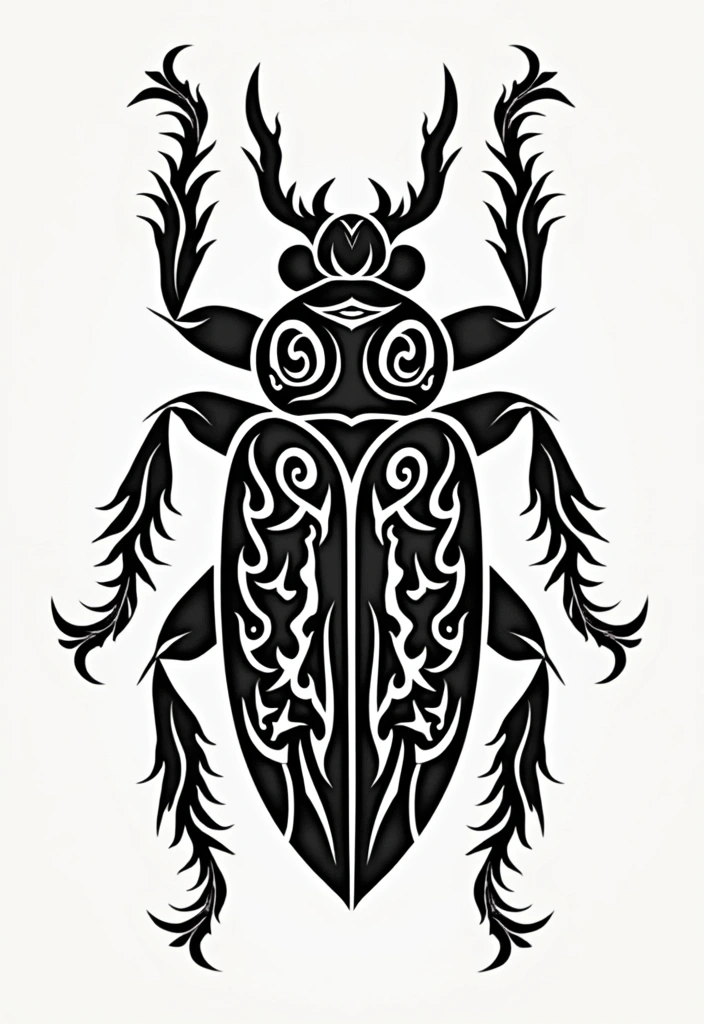 50 Bug Pin Tattoo Designs That Are Unique and Creative - 14. Tribal Insect Tattoo