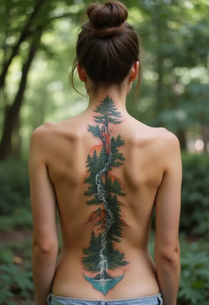 50 Baddie Women’s Spine Tattoos That Look Absolutely Stunning - 14. Nature Themes
