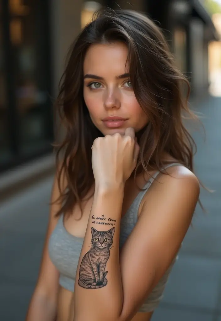 50 Creative Cat Tattoo Ideas for Every Style - 14. Cat Quote Tattoos