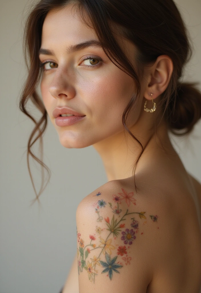 30 Flower Nipple Tattoo Ideas with Creative and Bold Designs - 14. Dainty Wildflower Tattoos