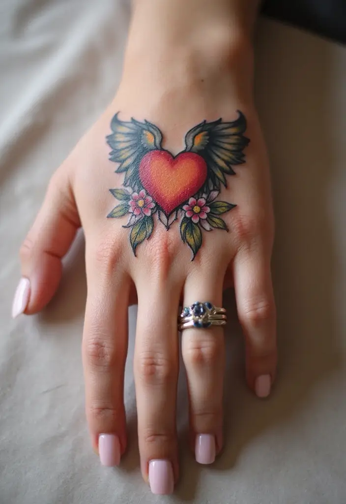 50 Beautiful Hand Tattoos for Women with Unique Design Ideas 14 50 Beautiful Hand Tattoos for Women with Unique Design Ideas - 14. Heartfelt Designs
