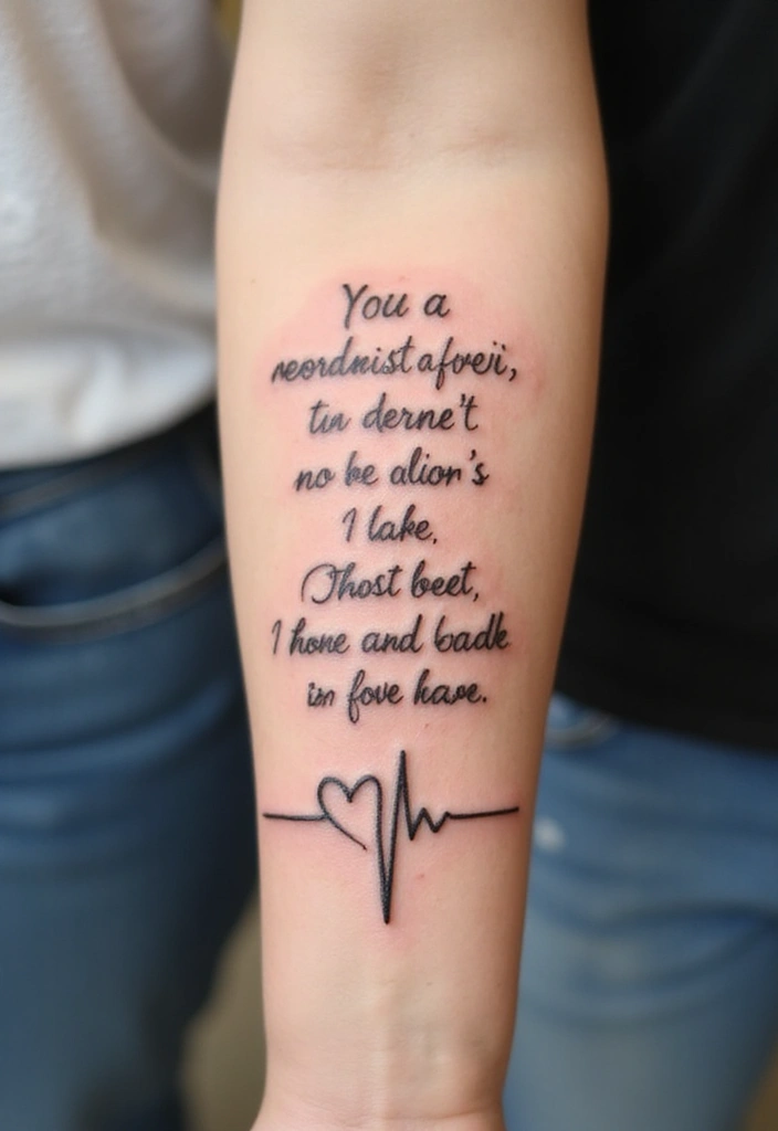30 Heart Beat Tattoo Designs with Special Meaning 14 30 Heart Beat Tattoo Designs with Special Meaning - 14. Heartbeat with Quote
