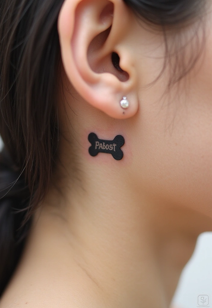 50 Small Wiener Dog Tattoos with Cute and Minimalist Designs - 14. Minimalist Dog Bone