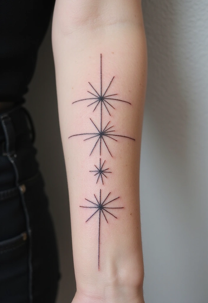 30 Star Tattoos That Are Timeless and Beautiful 14 30 Star Tattoos That Are Timeless and Beautiful - 14. Star Line Art Tattoos