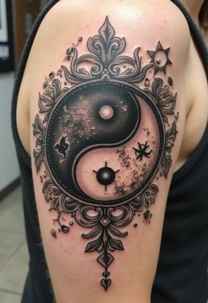 50 Yin Yang Tattoo Ideas with Balance and Harmony Symbolism - 14. Personal Symbolism Yin Yang