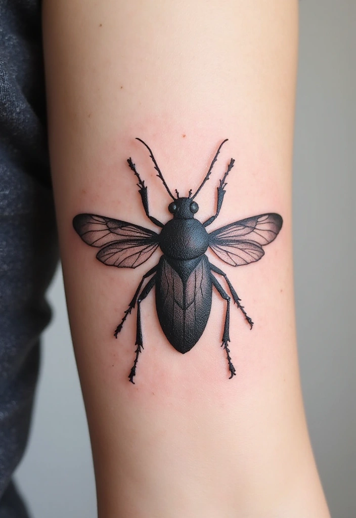 50 Bug Pin Tattoo Designs That Are Unique and Creative - 15. Insect Silhouette