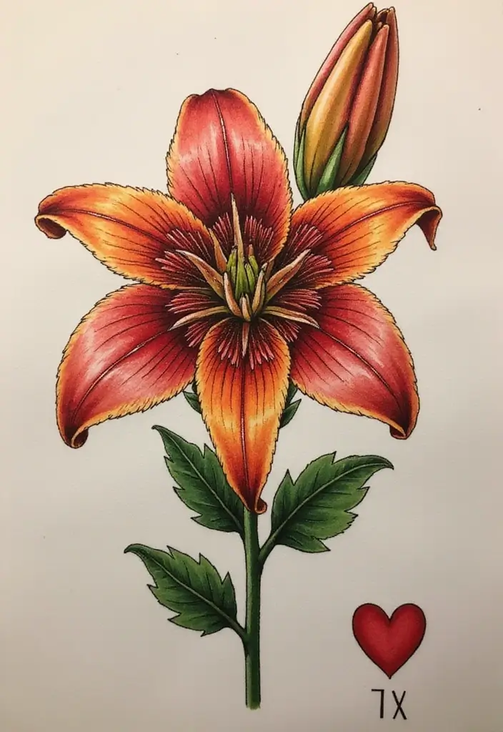 50 Stargazer Lily Tattoos with Elegant and Symbolic Designs 15 50 Stargazer Lily Tattoos with Elegant and Symbolic Designs - 15. Heart and Lily Combo