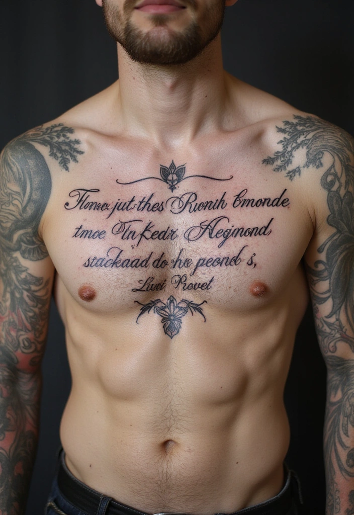 50 Best Chest Tattoo Ideas for Men and Women in 2025 15 50 Best Chest Tattoo Ideas for Men and Women in 2025 - 15. Personal Mottos