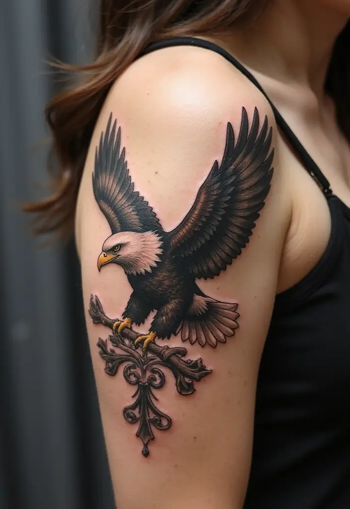 30 Eagle Tattoo Designs That Represent Strength and Freedom 15 30 Eagle Tattoo Designs That Represent Strength and Freedom - 15. Vintage Eagle Artwork