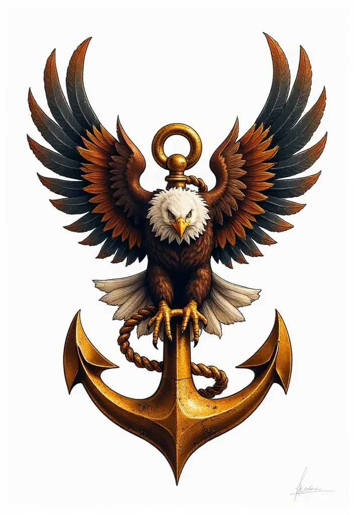50 Eagle Tattoo Meaning Ideas and Symbolic Designs 15 50 Eagle Tattoo Meaning Ideas and Symbolic Designs - 15. Eagle with Anchor