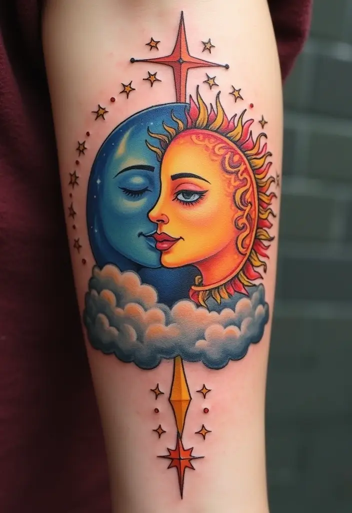 50 Family Tattoo Ideas to Celebrate Love and Connection 15 50 Family Tattoo Ideas to Celebrate Love and Connection - 15. Sun and Moon Tattoos