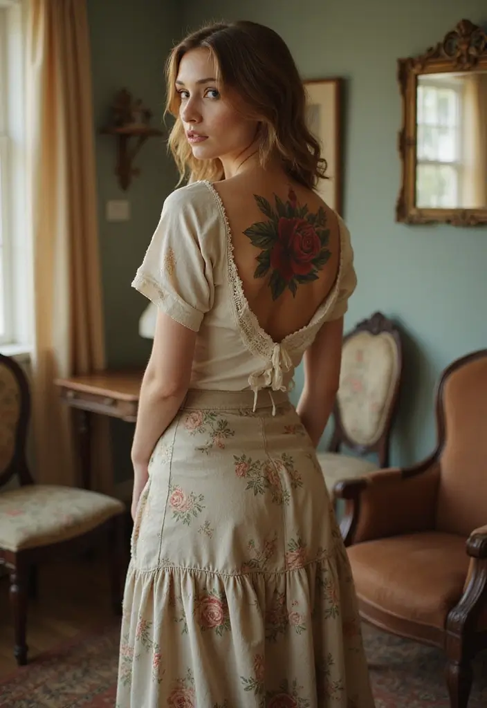 30 Female Back Tattoos That Are Elegant and Powerful 15 30 Female Back Tattoos That Are Elegant and Powerful - 15. Vintage-Inspired Tattoos