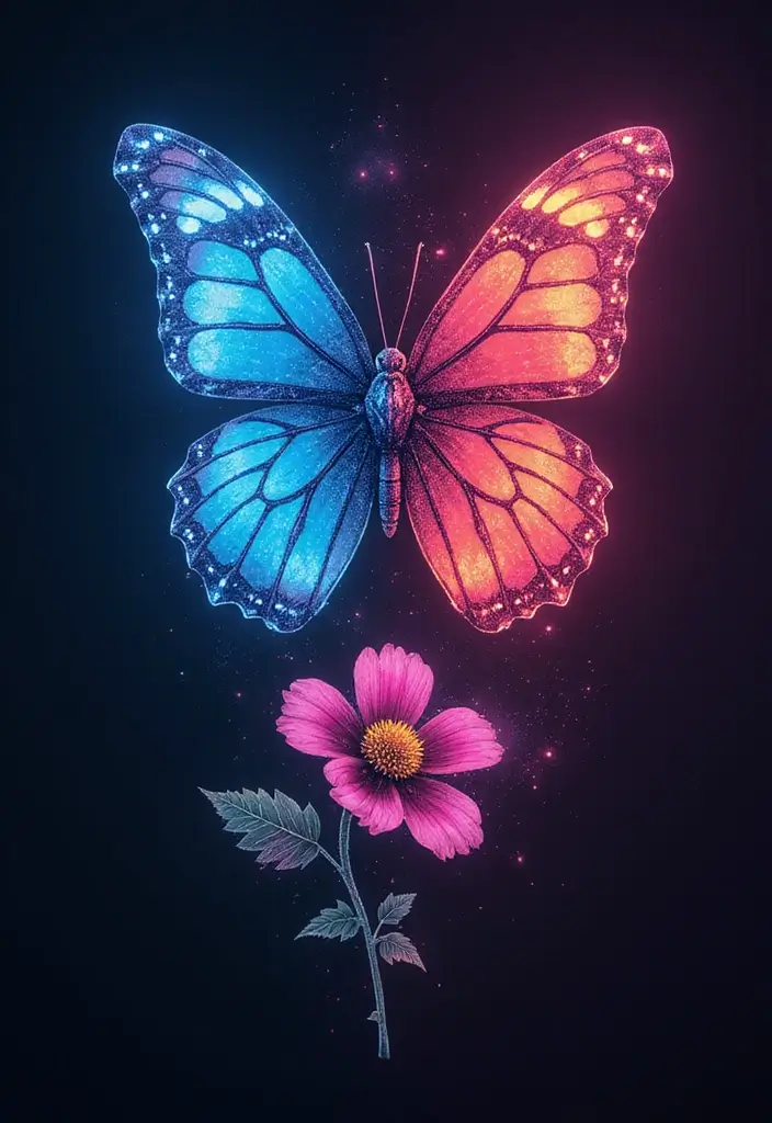 50 Half Butterfly Half Flower Tattoo Designs and Inspirations - 15. The Ethereal Glow