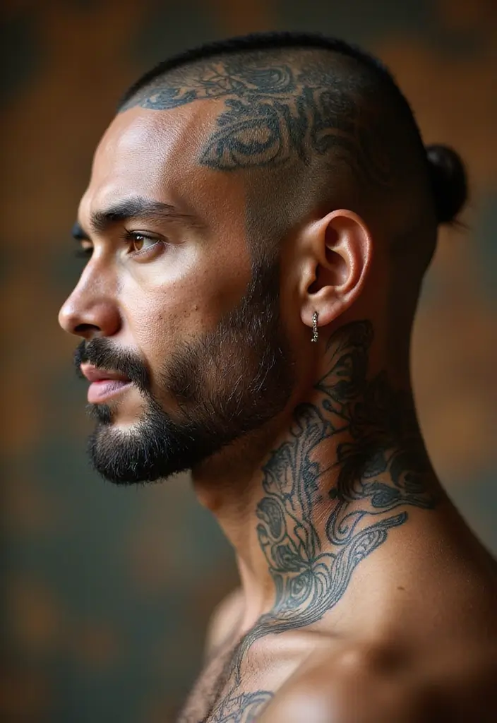 30 Head Tattoos for Men with Unique and Creative Styles 15 30 Head Tattoos for Men with Unique and Creative Styles - 15. Cultural Symbols