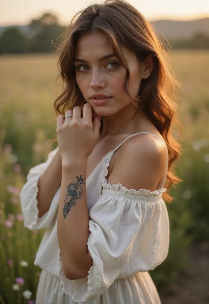 30 Moon Phase Tattoo Ideas with Symbolism and Elegant Designs 15 30 Moon Phase Tattoo Ideas with Symbolism and Elegant Designs - 15. Moon with a Feather