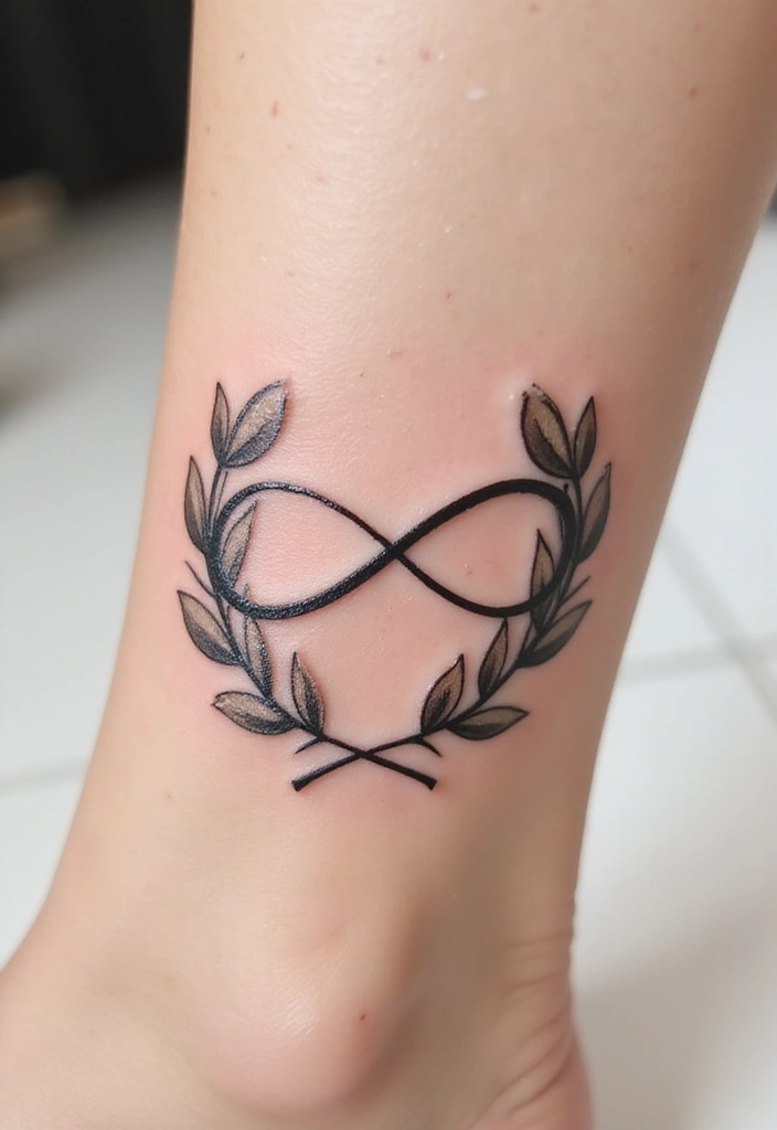 30 Olive Branch Tattoo Meaning and Design Inspirations - 15. Olive Branch with Infinity Symbol