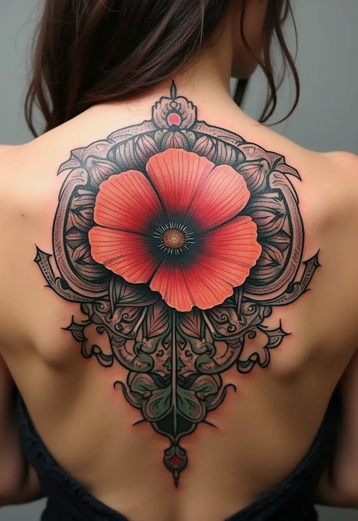 30 Poppy Tattoo Ideas with Symbolic Meanings 15 30 Poppy Tattoo Ideas with Symbolic Meanings - 15. Poppy Mandala