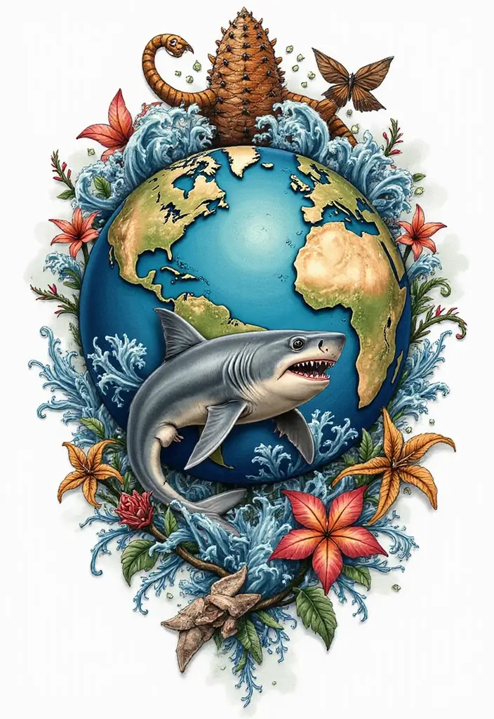 30 Shark Tattoo Designs and Their Powerful Symbolism 15 30 Shark Tattoo Designs and Their Powerful Symbolism - 15. The Shark Around the World