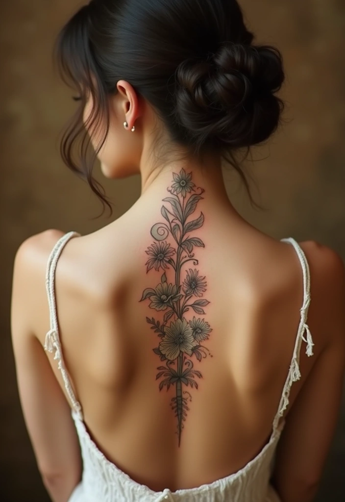 99 Stunning Spine Tattoos for Women to Inspire Your Next Ink - 15. Vintage Style
