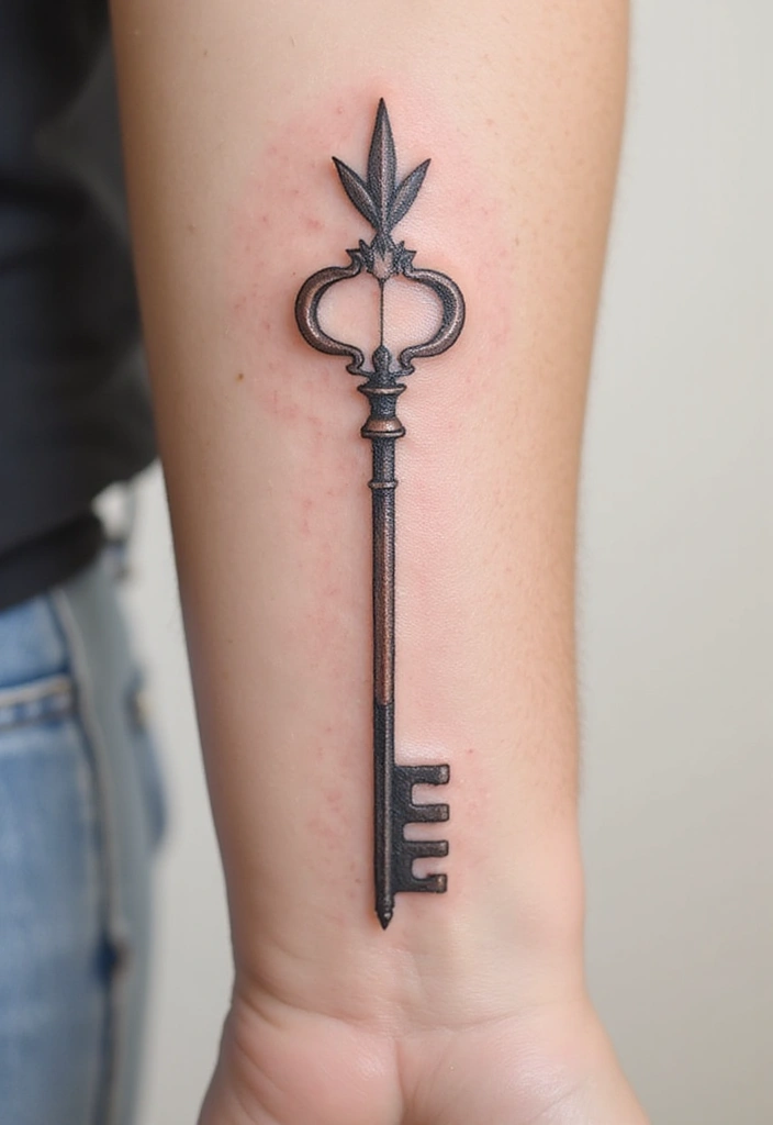 30 Symbolism of Arrow Tattoo Ideas You Should Know 15 30 Symbolism of Arrow Tattoo Ideas You Should Know - 15. Arrow with a Key
