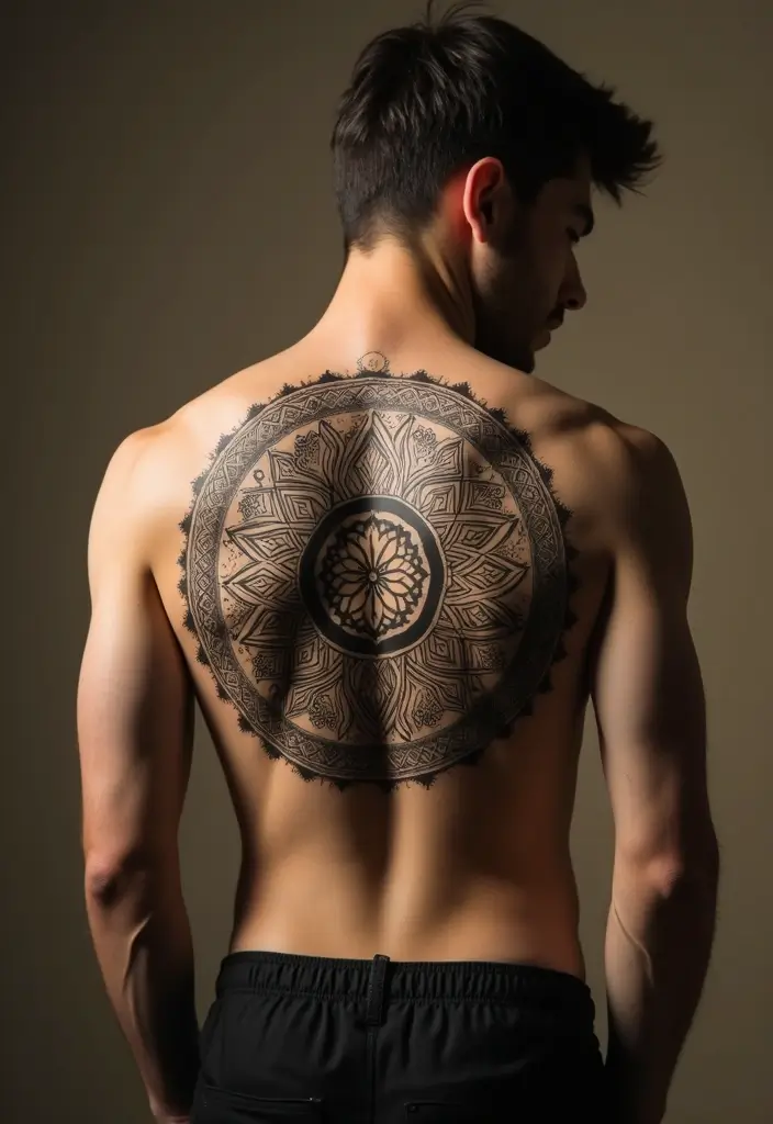 30 Back Tattoo Ideas for Men with Bold and Powerful Designs 16 30 Back Tattoo Ideas for Men with Bold and Powerful Designs - 16. Mandala Patterns