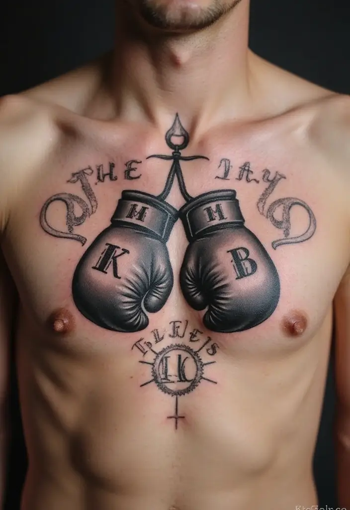 50 Boxing Gloves Tattoo Designs That Embody Strength and Courage! 16 50 Boxing Gloves Tattoo Designs That Embody Strength and Courage! - 16. Honorary Tribute Tattoos