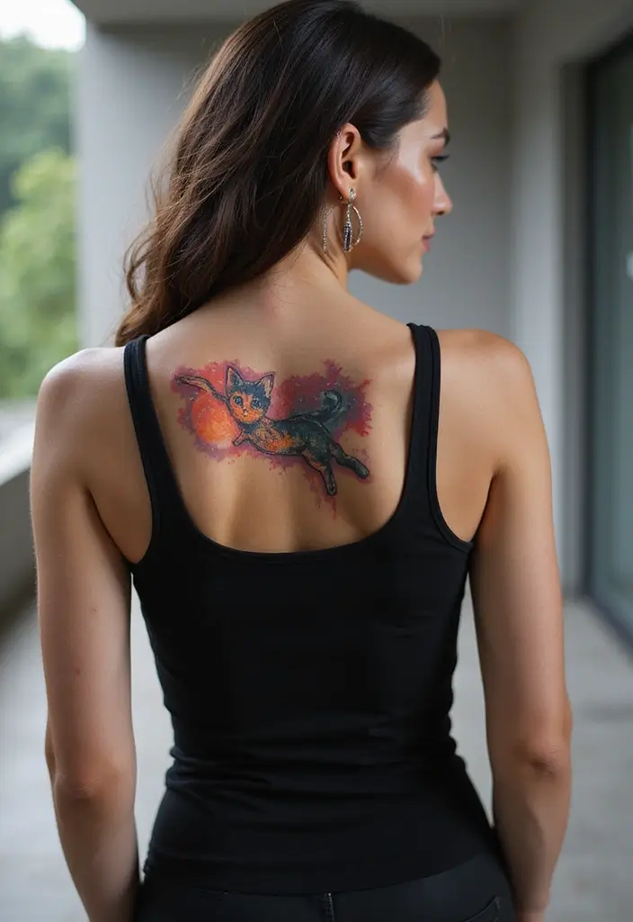 50 Creative Cat Tattoo Ideas for Every Style - 16. Cats in Space