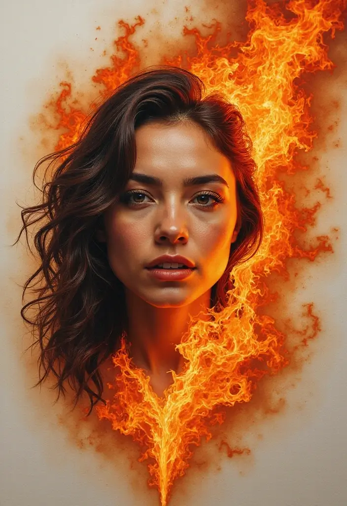 30 Fire Tattoos with Bold and Striking Designs 16 30 Fire Tattoos with Bold and Striking Designs - 16. Fire Portrait: A Personal Statement