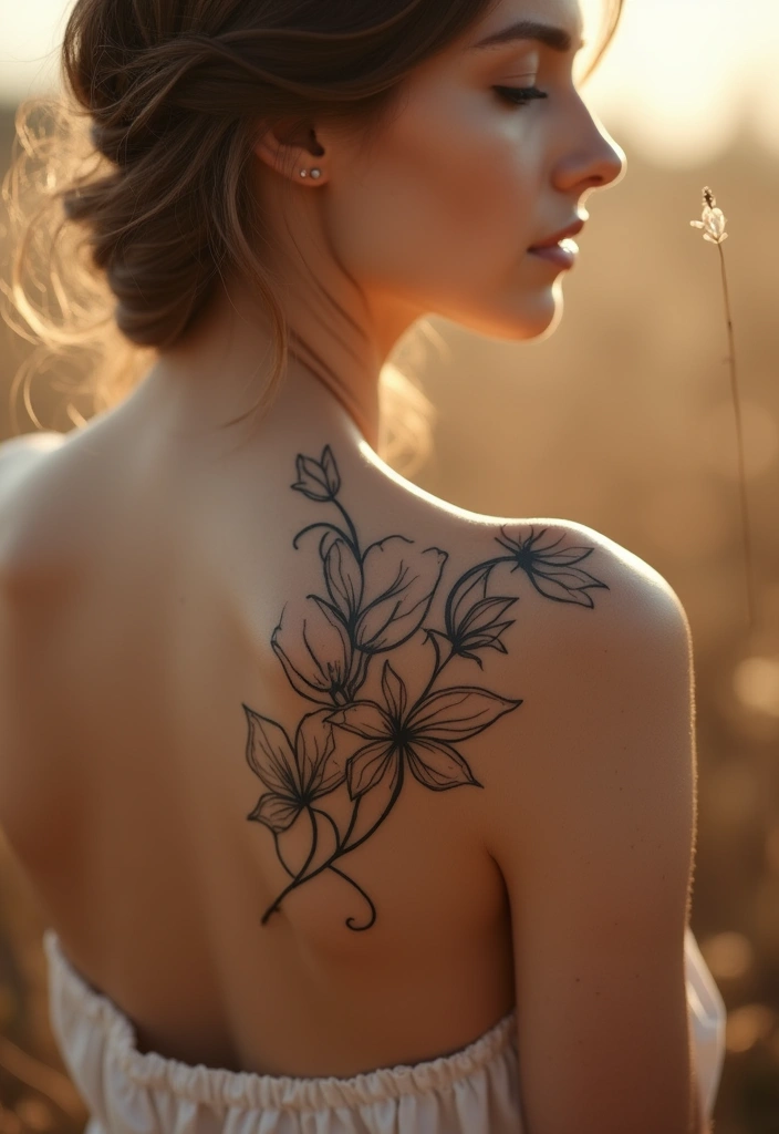 30 Flower Nipple Tattoo Ideas with Creative and Bold Designs - 16. Nature-Inspired Floral Silhouettes