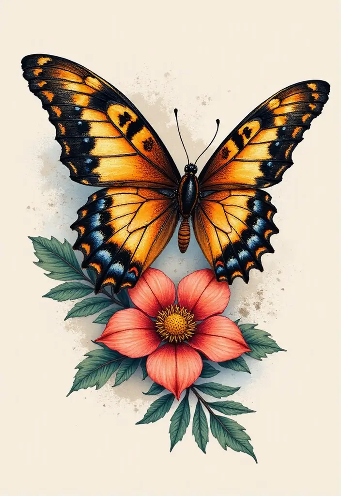 50 Half Butterfly Half Flower Tattoo Designs and Inspirations - 16. Cultural Inspirations