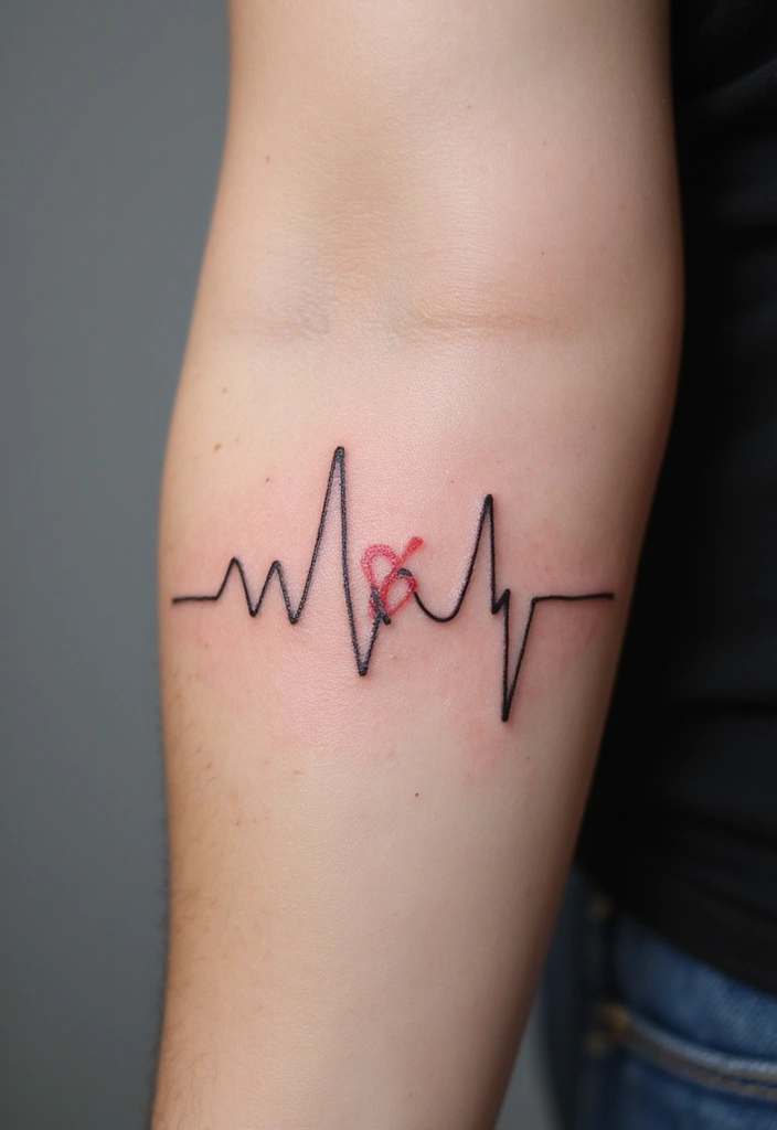 30 Heart Beat Tattoo Designs with Special Meaning 16 30 Heart Beat Tattoo Designs with Special Meaning - 16. Wave-Inspired Heartbeat