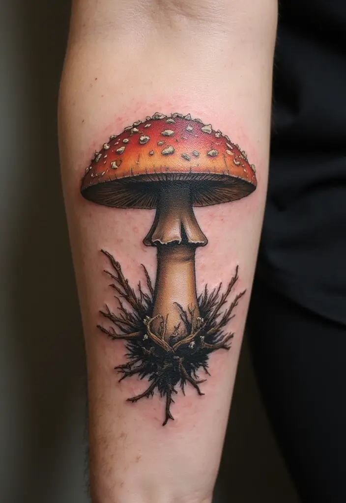 50 Unique Mushroom Tattoo Ideas That'll Leave You Inspired and Curious About Their Symbolism! 16 50 Unique Mushroom Tattoo Ideas That'll Leave You Inspired and Curious About Their Symbolism! - 16. 3D Mushroom Tattoos