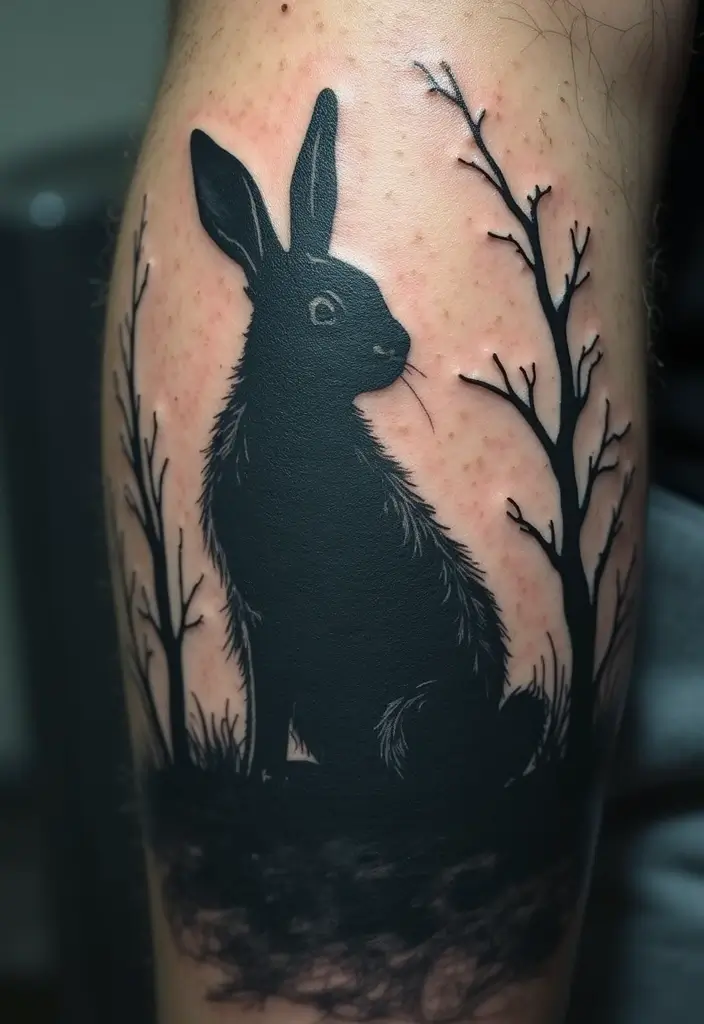 50 Rabbit Tattoo Meaning Inspirations and Cultural Symbolism - 16. The Play of Shadows