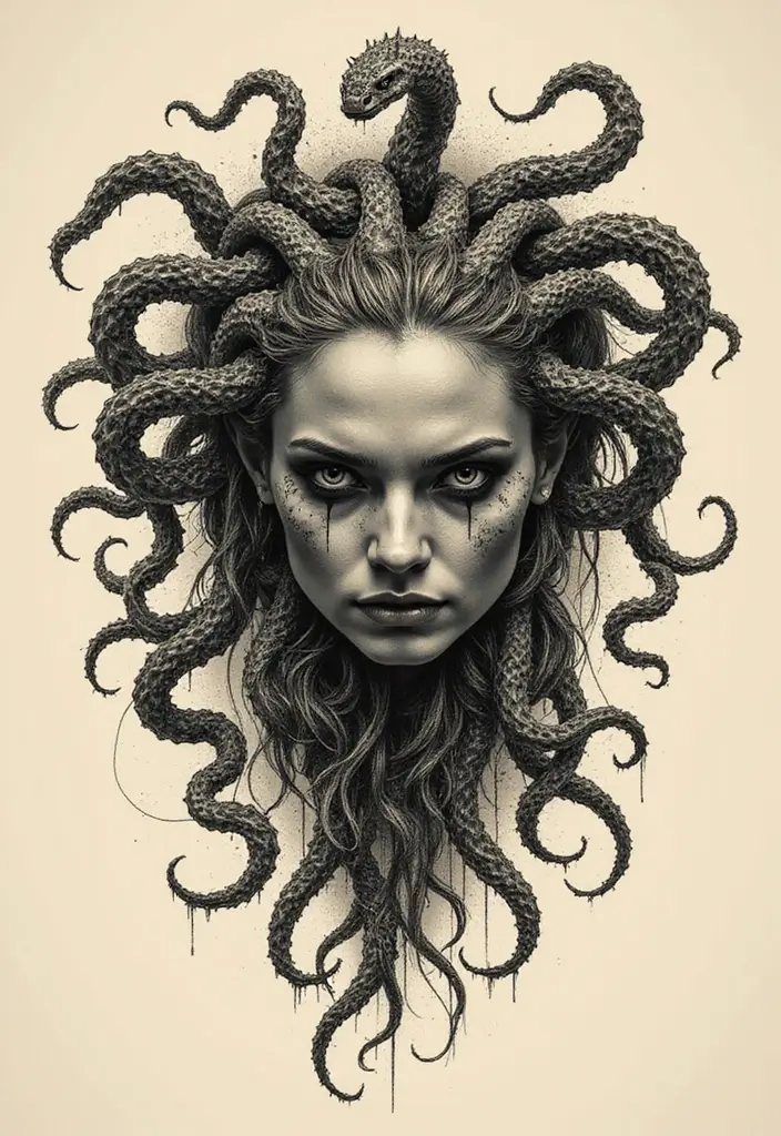 50 Shrunken Head Tattoo Designs for Bold and Edgy Styles - 16. Mythological Muses