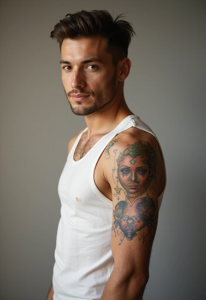 30 Star Tattoos for Men with Bold and Inspiring Ideas 16 30 Star Tattoos for Men with Bold and Inspiring Ideas - 16. Starry Eyed: Portraits with a Twist