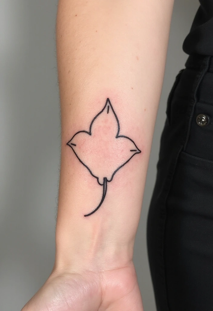 50 Stingray Tattoo Designs and Their Symbolic Meanings - 16. Minimalist Outline Stingray
