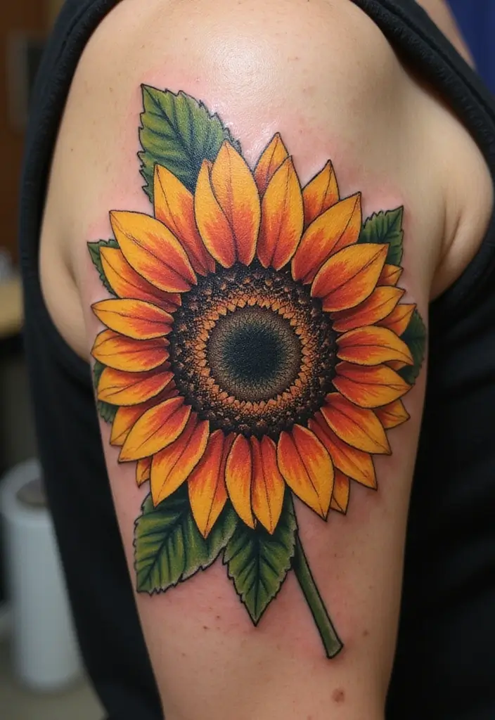 50 Wildflower Tattoo Ideas with Simple and Beautiful Designs 16 50 Wildflower Tattoo Ideas with Simple and Beautiful Designs - 16. Sunflower Bloom