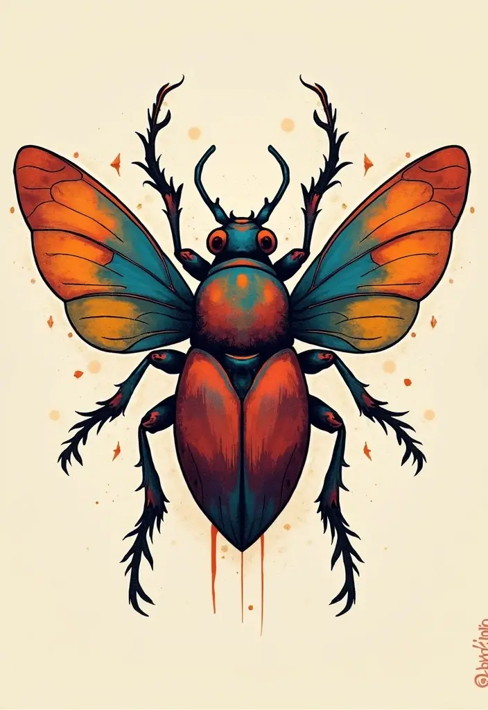 50 Bug Pin Tattoo Designs That Are Unique and Creative - 17. Abstract Insect Art