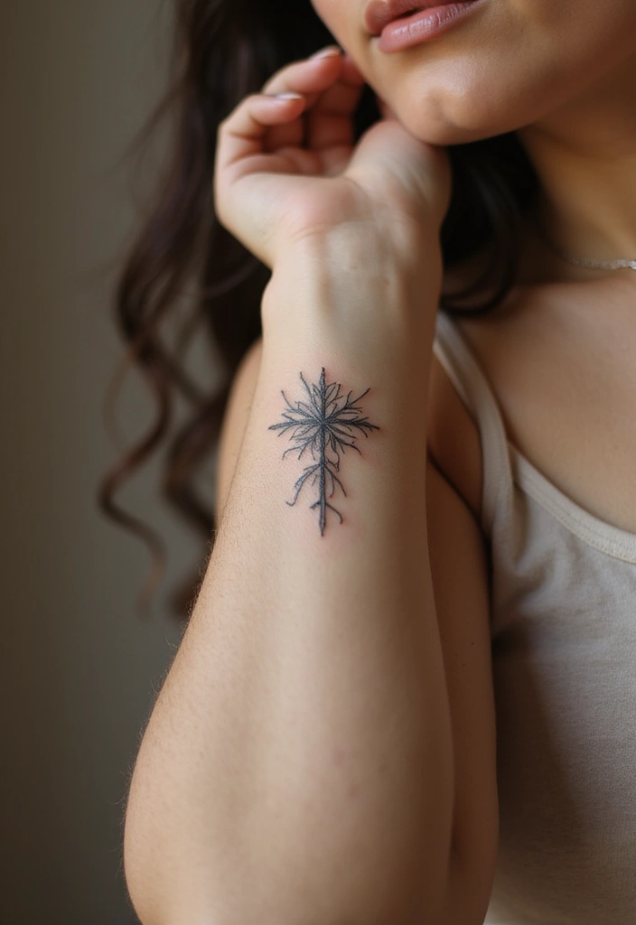50 Cross Tattoo Ideas for Men and Women with Deep Meaning - 17. Cross with Leaves