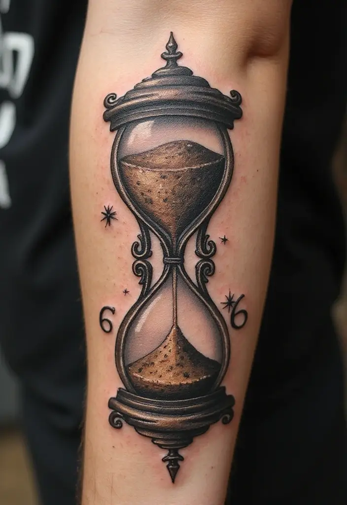 30 Unique 666 Tattoo Designs and Their Dark Meanings 17 30 Unique 666 Tattoo Designs and Their Dark Meanings - 17. The Hourglass with 666