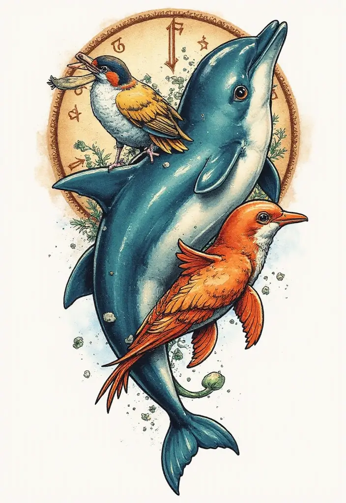 30 Aquarius Tattoos with Zodiac Symbolism and Style 17 30 Aquarius Tattoos with Zodiac Symbolism and Style - 17. Aquarius Zodiac Animals